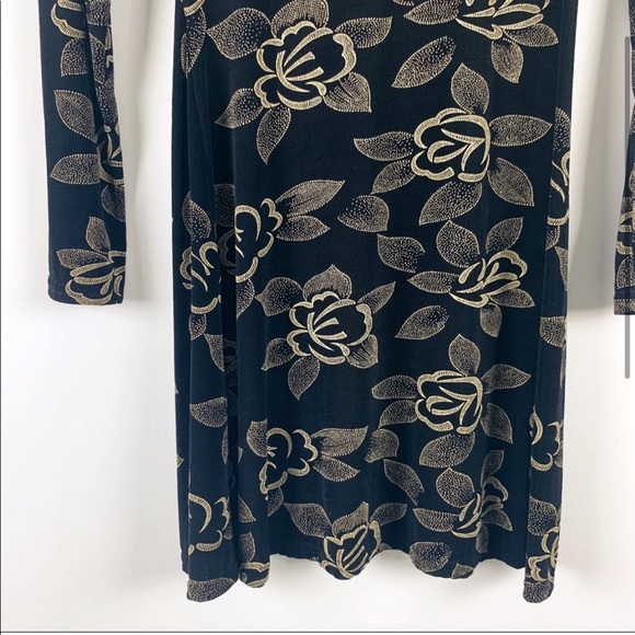 Vintage Black & Gold Floral Dress - Picture 2 of 5